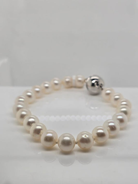 FRESHWATER PEARL 19.5CM BRACELET WITH SILVER MAGNETIC CLASP