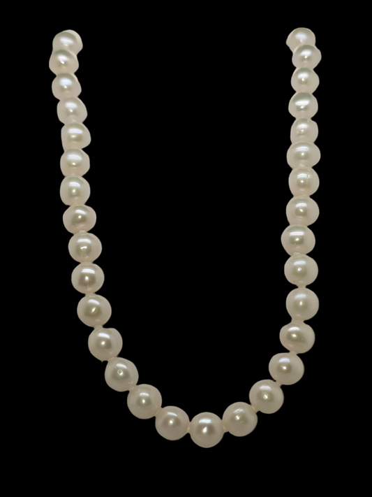 9CT YELLOW GOLD 7MM FRESHWATER PEARL 45CM STRAND.