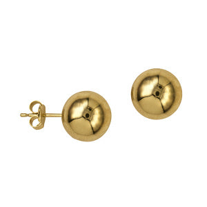9CT YELLOW GOLD 10MM BALL STUD EARRINGS