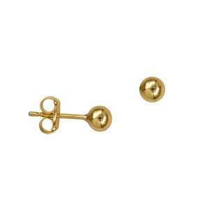 9CT YELLOW GOLD 4MM BALL STUD EARRINGS.