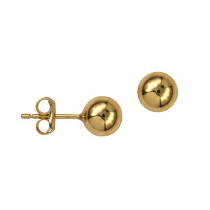 9CT YELLOW GOLD 6MM BALL STUD EARRINGS.