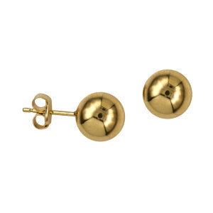 9CT YELLOW GOLD 8MM BALL STUD EARRINGS