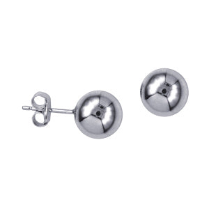 9CT WHITE GOLD 8MM BALL STUDS EARRINGS