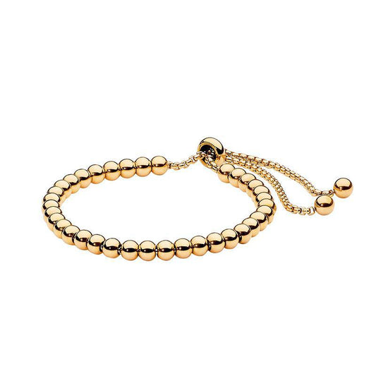 ELLANI STAINLESS STEEL GOLD PLATED 5MM BALL BRACELET WITH SLIDER. SB176G