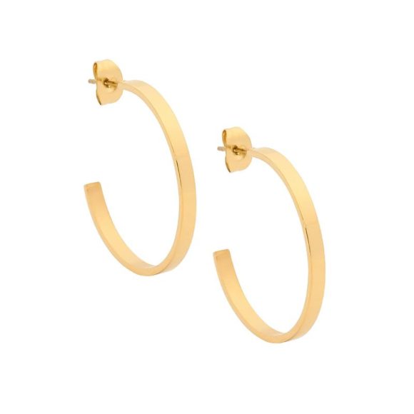 ELLANI STAINLESS STEEL GOLD PLATED 3 X 29MM HOOP STUD EARRINGS