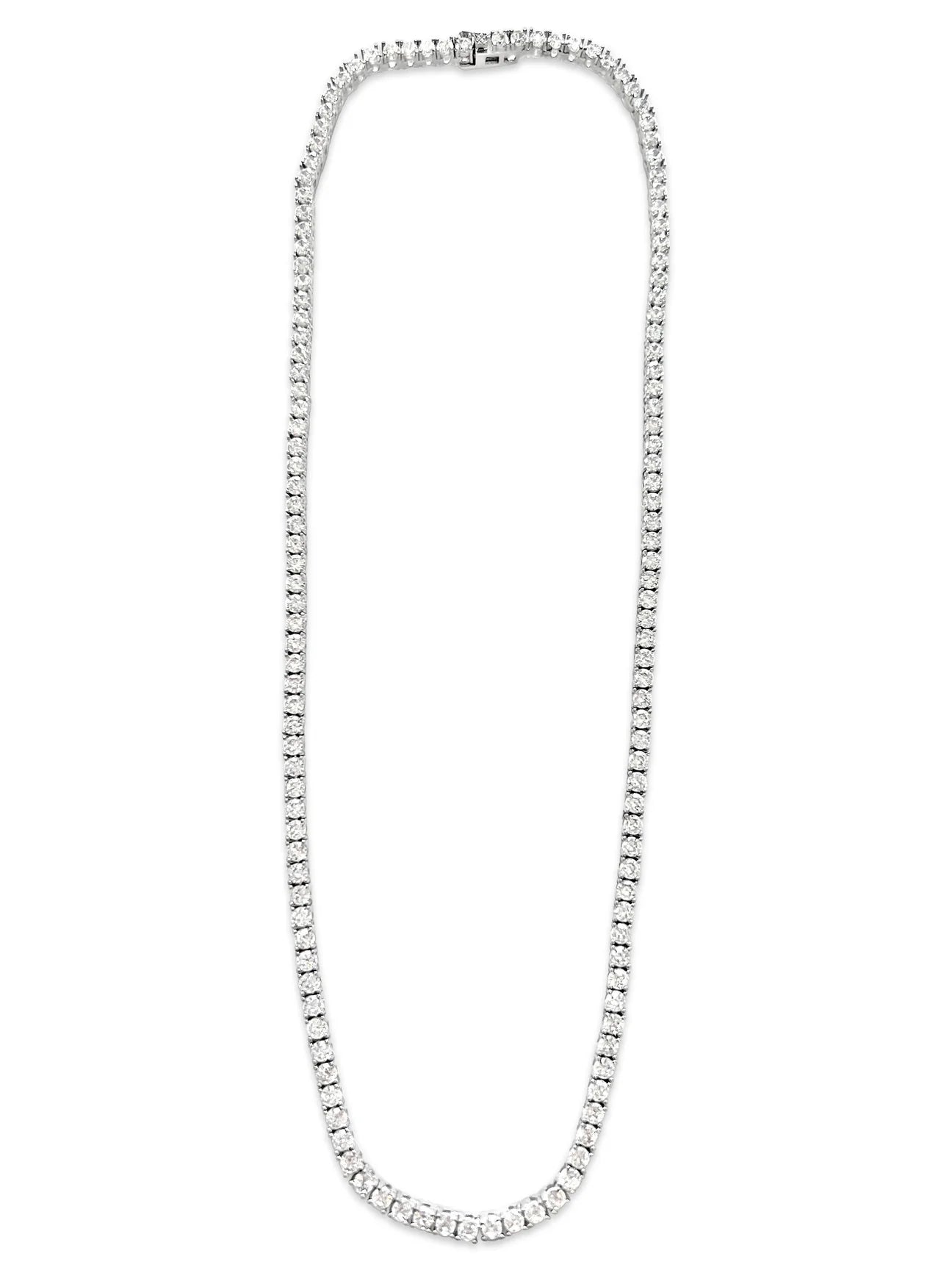 STERLING SILVER 3MM CUBIC ZIRCONIA TENNIS NECKLACE 45CM