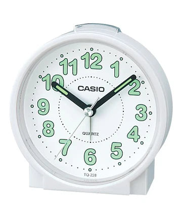 CASIO ROUND ANALOGUE ALARM CLOCK WHITE CASE AND DIAL TQ228-7